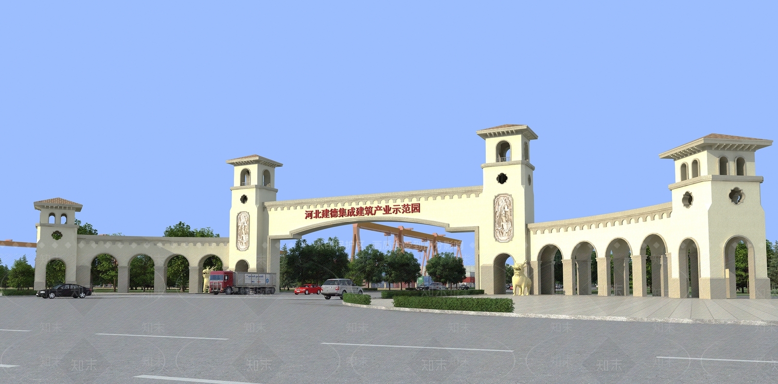 简欧工业园区大门3D模型下载【ID:1129290587】