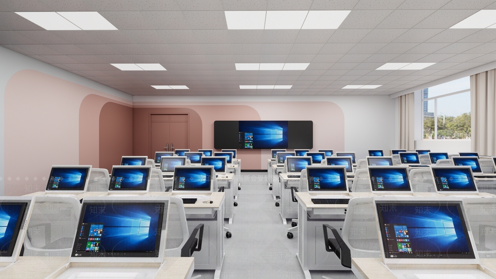 现代电脑教室SU模型下载【ID:1129293952】