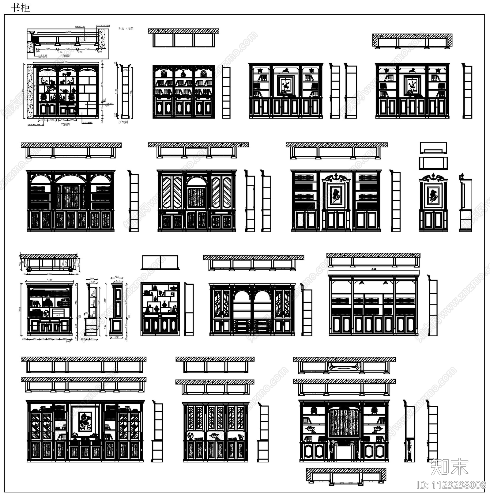 中式柜体cad施工图下载【ID:1129298008】