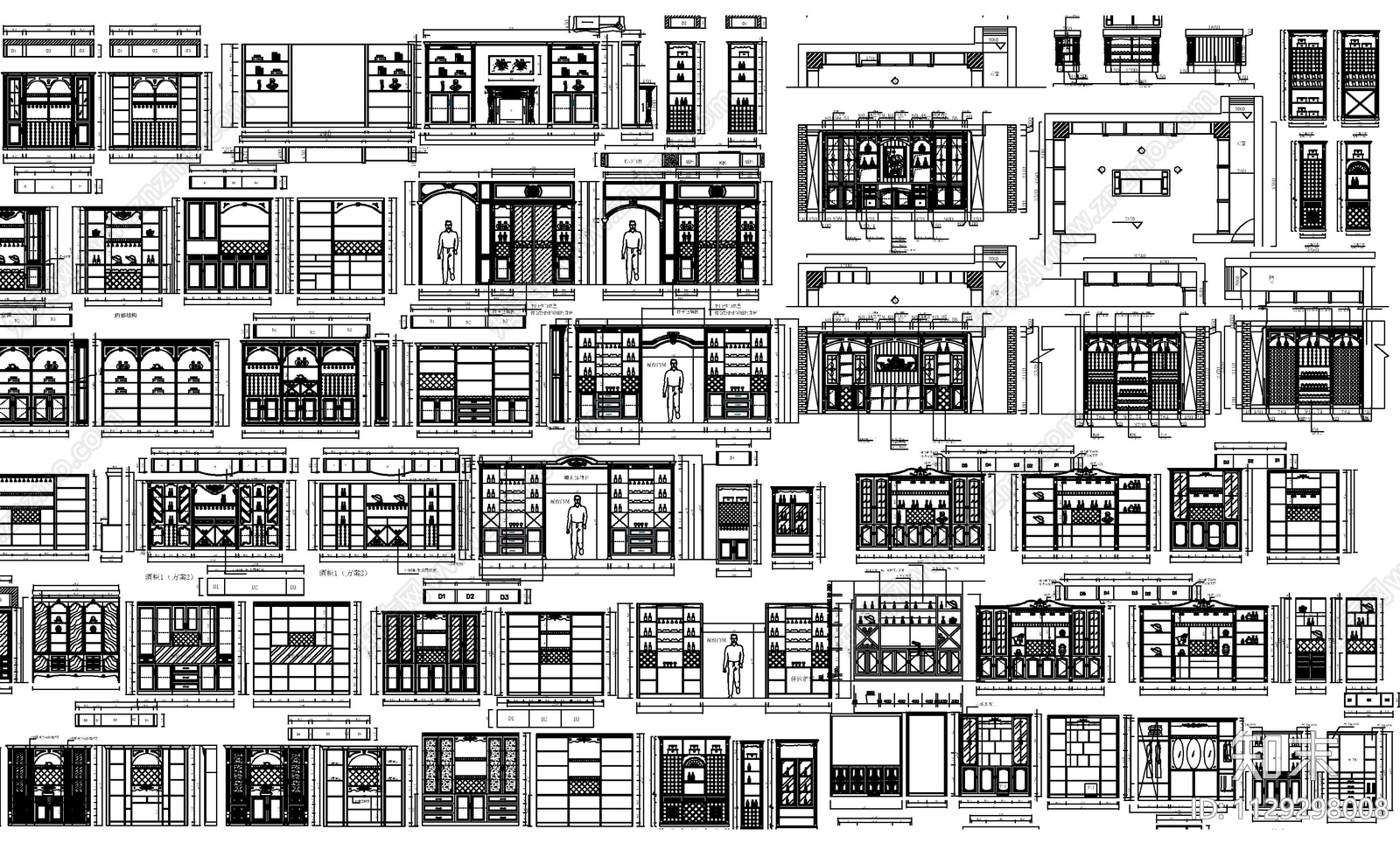 中式柜体cad施工图下载【ID:1129298008】