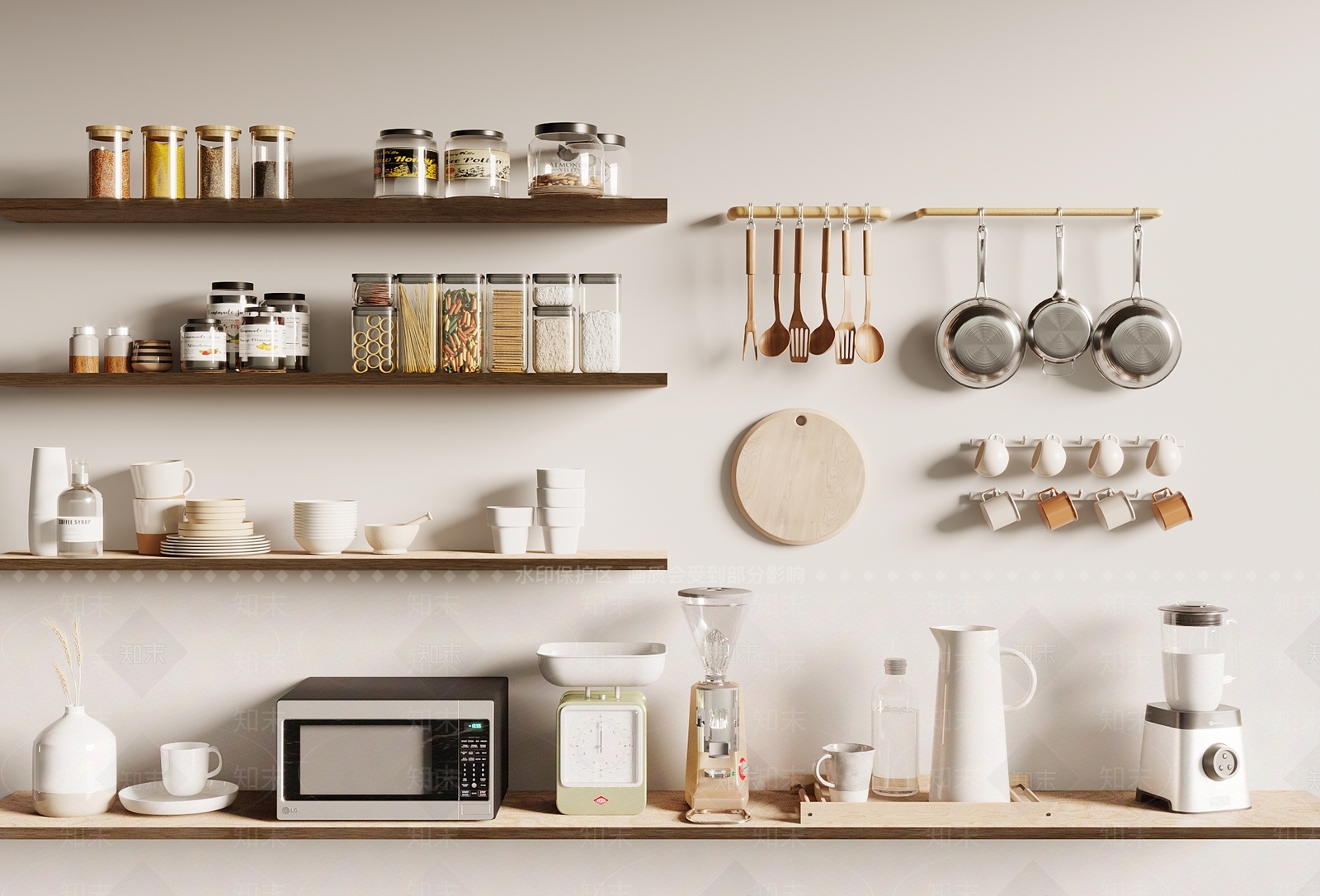 厨房用品组合3D模型下载【ID:1129297058】