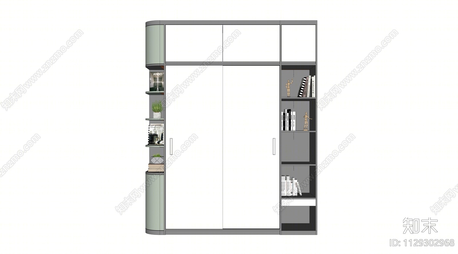 现代简约开放格衣柜SU模型下载【ID:1129302968】