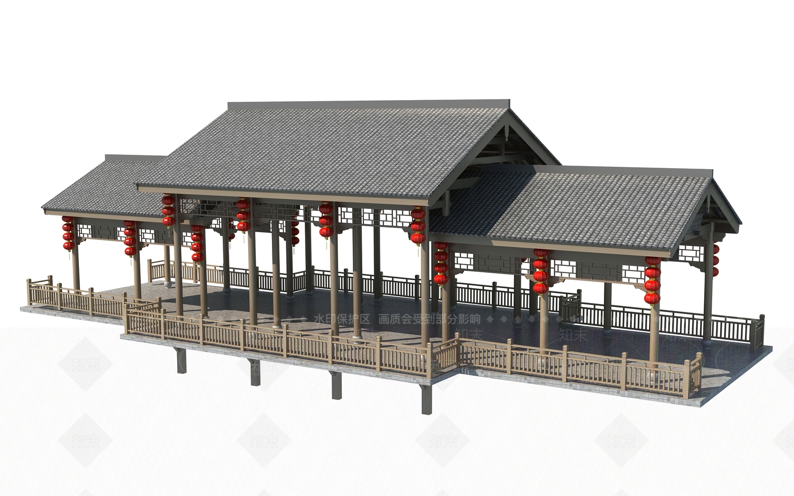 新中式长廊3D模型下载【ID:1129304605】