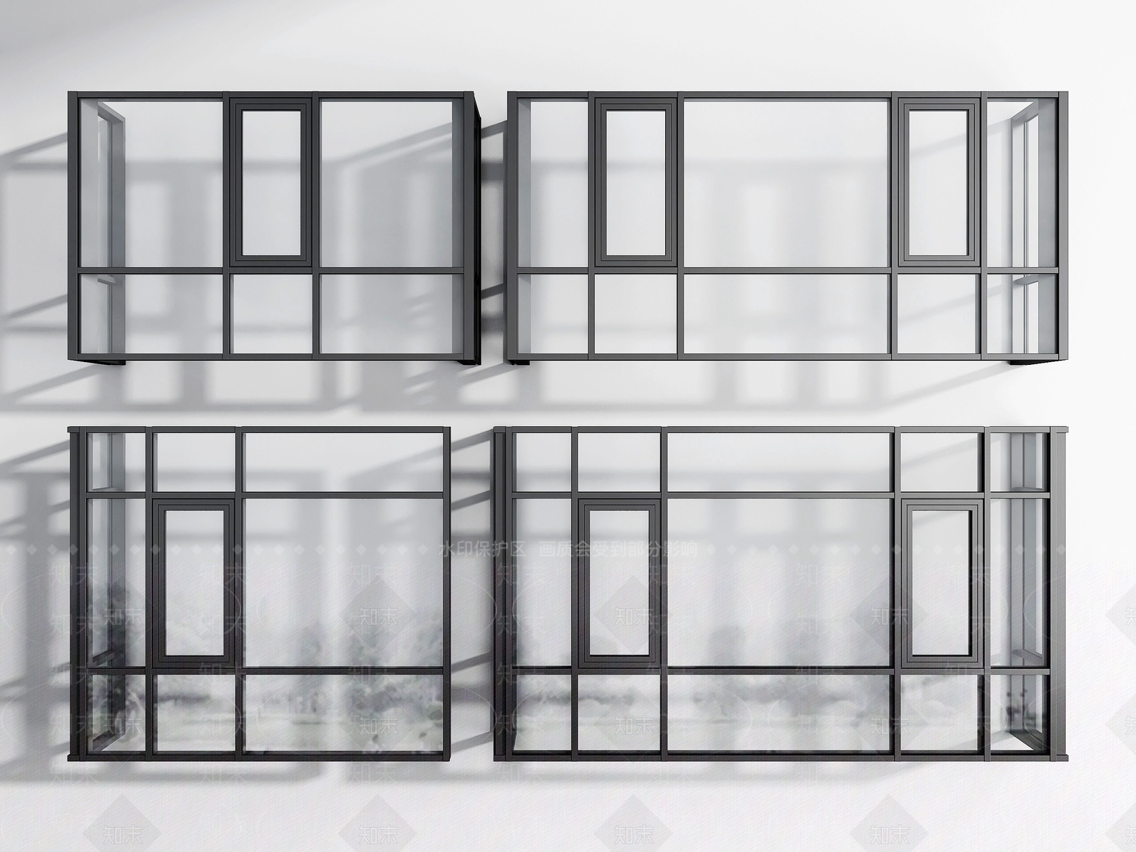 现代阳台落地窗3D模型下载【ID:1129308828】