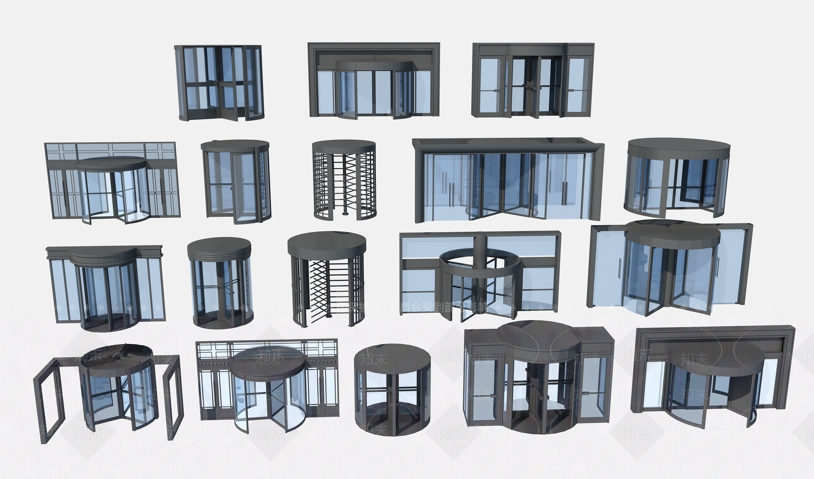 现代玻璃旋转门3D模型下载【ID:1129308985】
