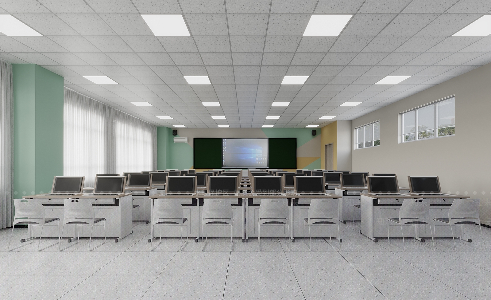 现代计算机教室3D模型下载【ID:1129309175】