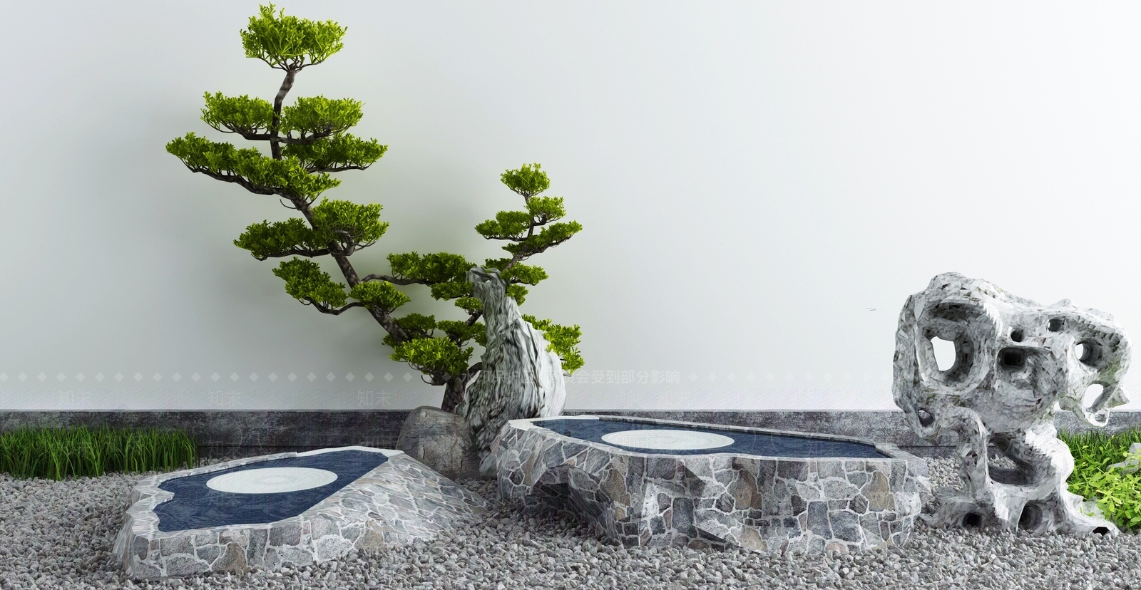 新中式假山水景3D模型下载【ID:1129309984】