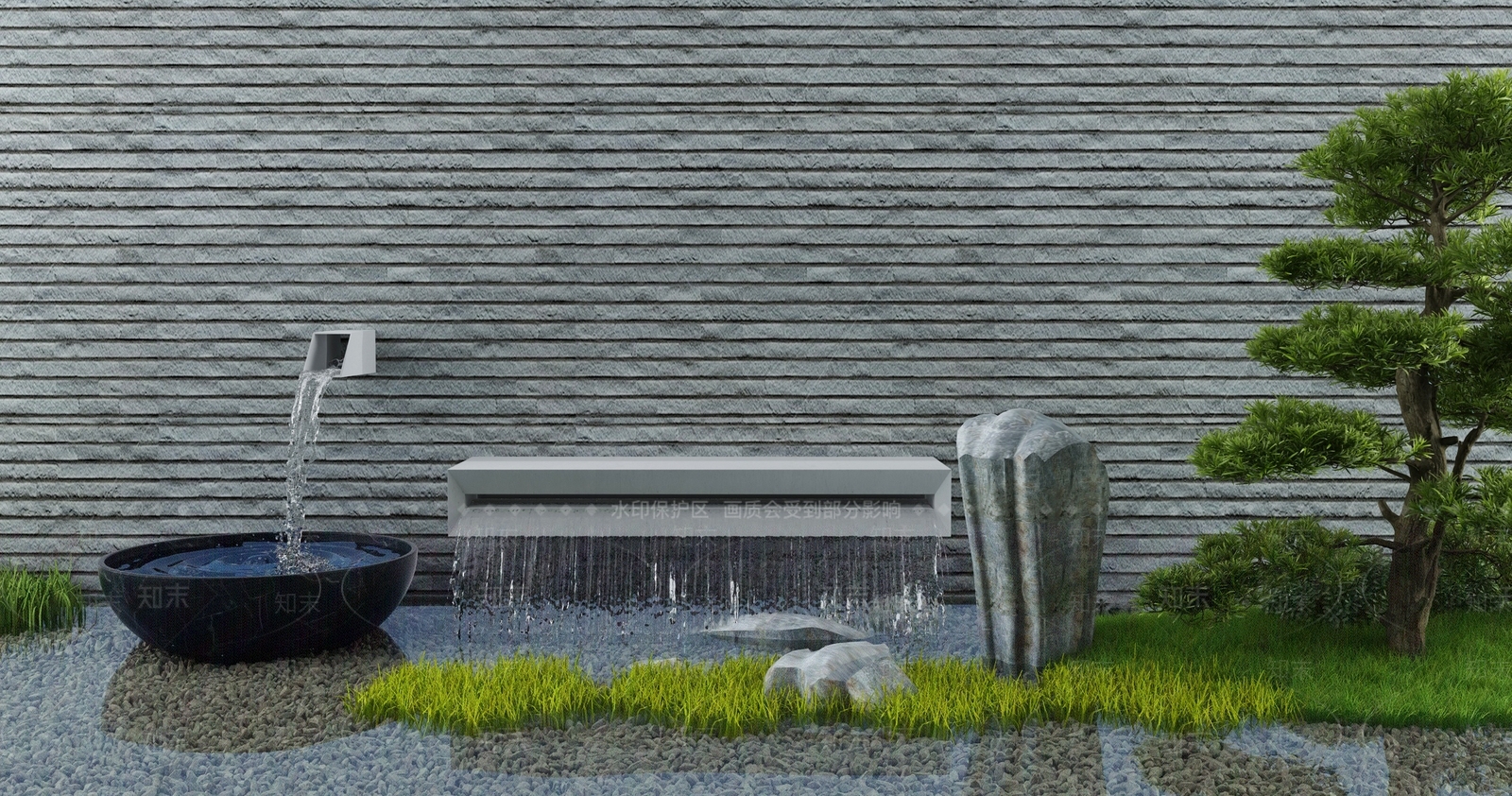 新中式假山水景3D模型下载【ID:1129311230】
