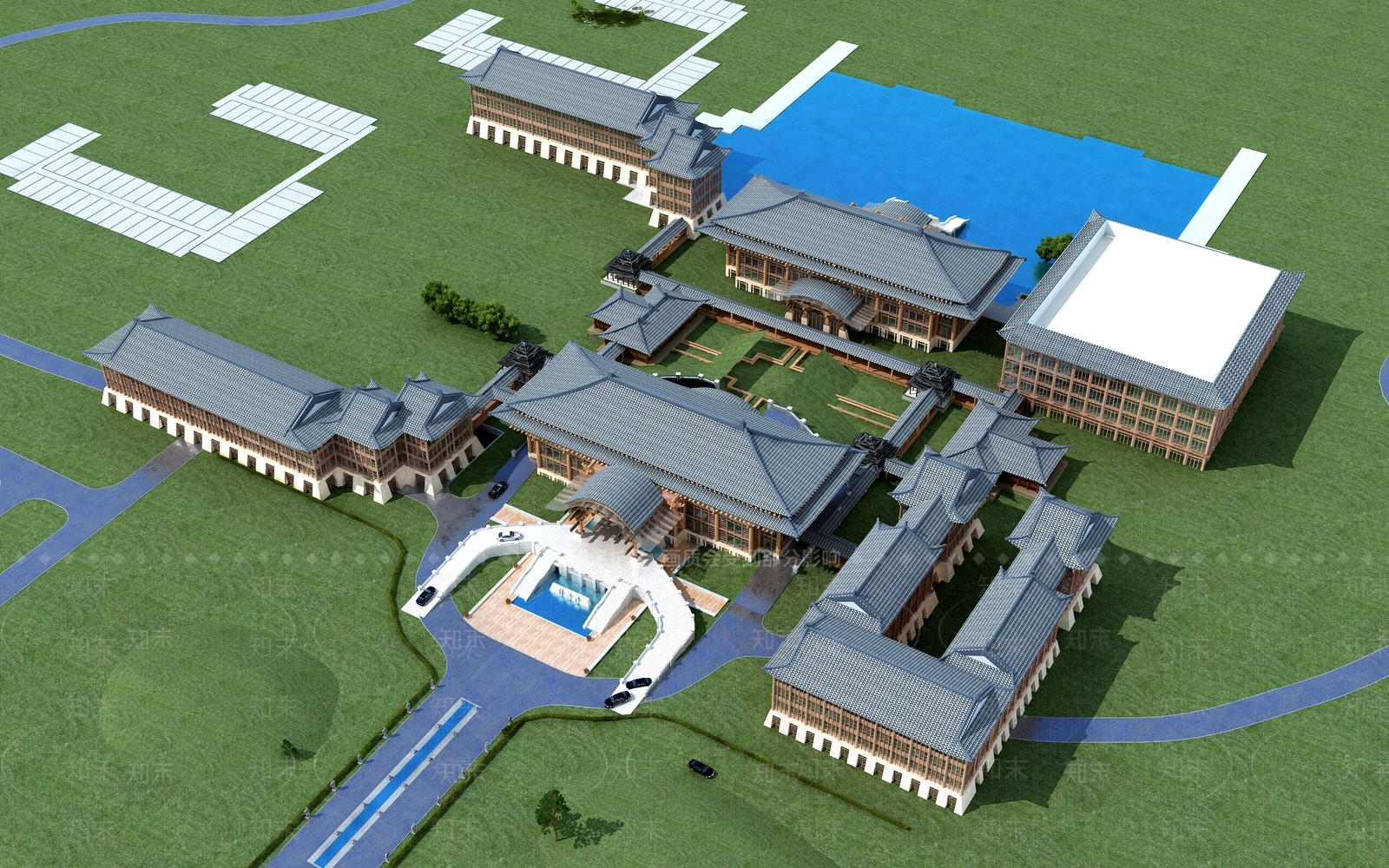 中式四合院3D模型下载【ID:1129312746】