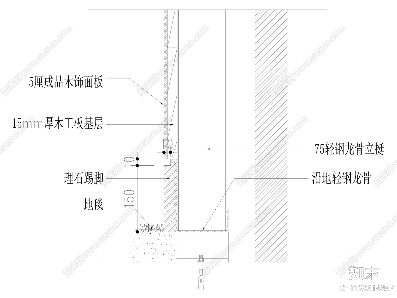 木饰面cad施工图下载【ID:1129314857】