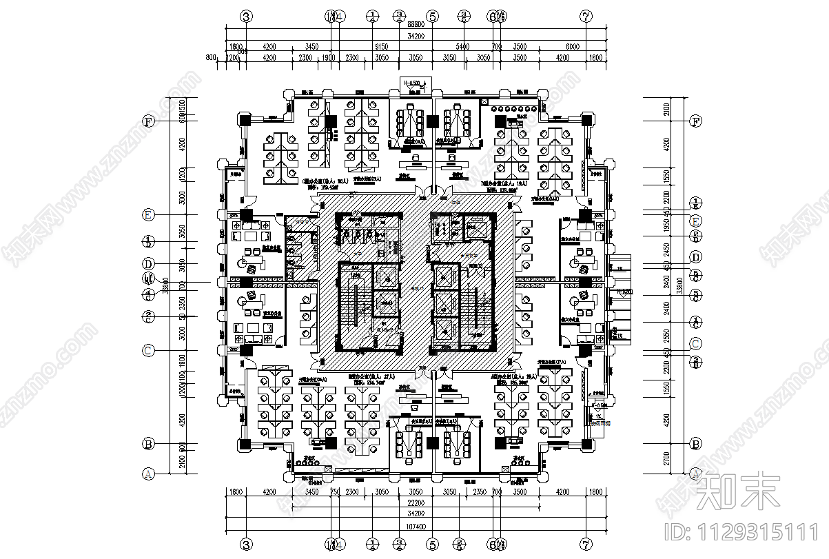 办公室室内cad施工图下载【ID:1129315111】