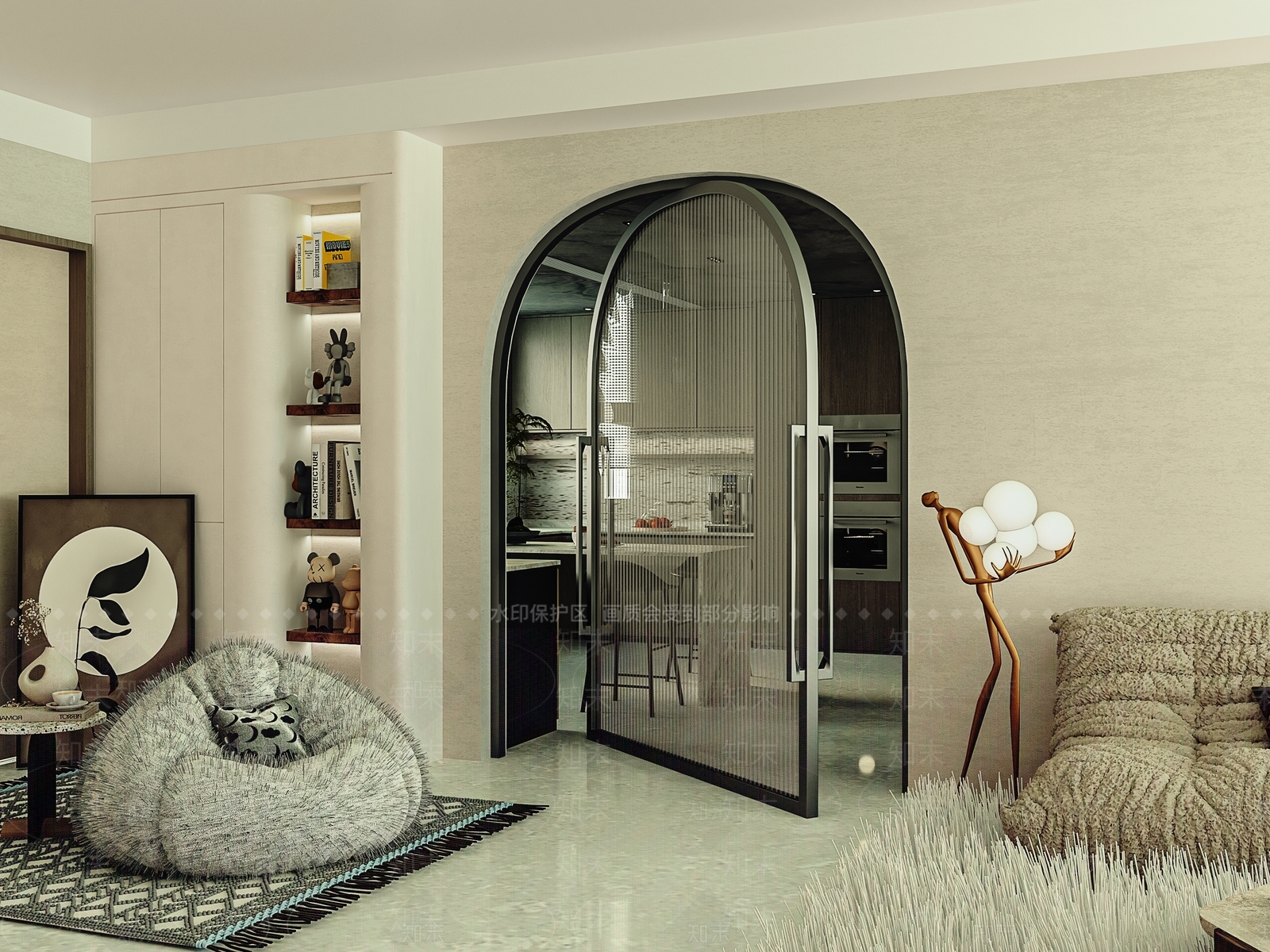 现代中轴玻璃旋转门3D模型下载【ID:1129317523】