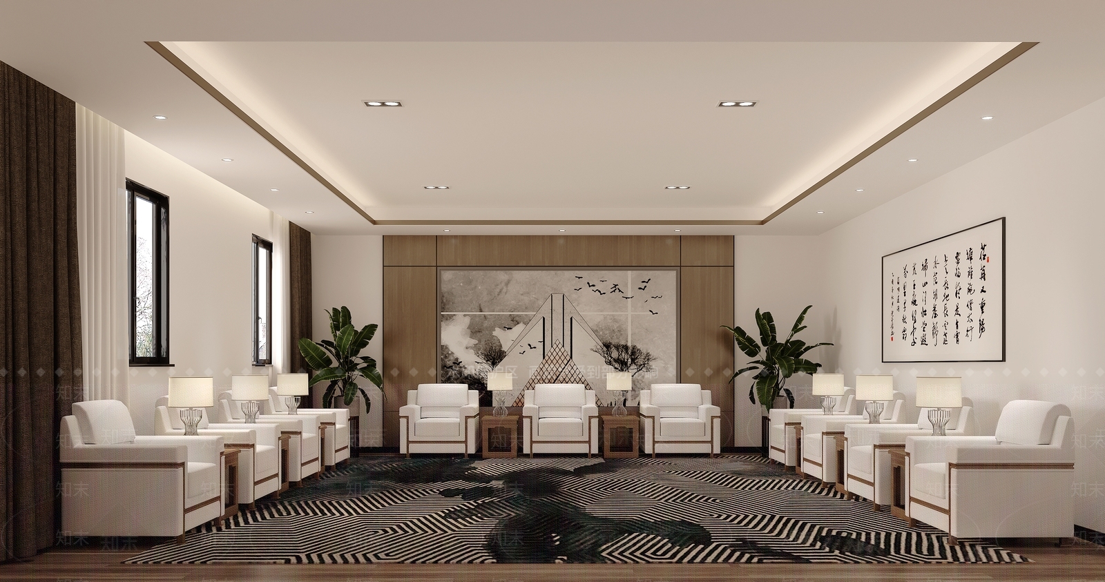 新中式会客厅3D模型下载【ID:1129322776】