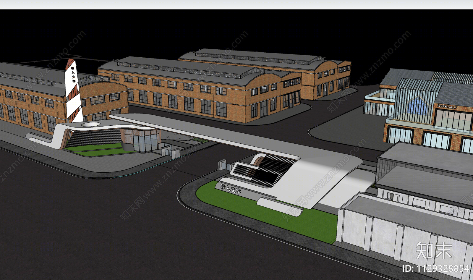 现代工厂大门SU模型下载【ID:1129328854】
