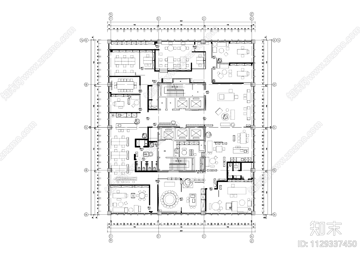 办公室效果图cad施工图下载【ID:1129337450】