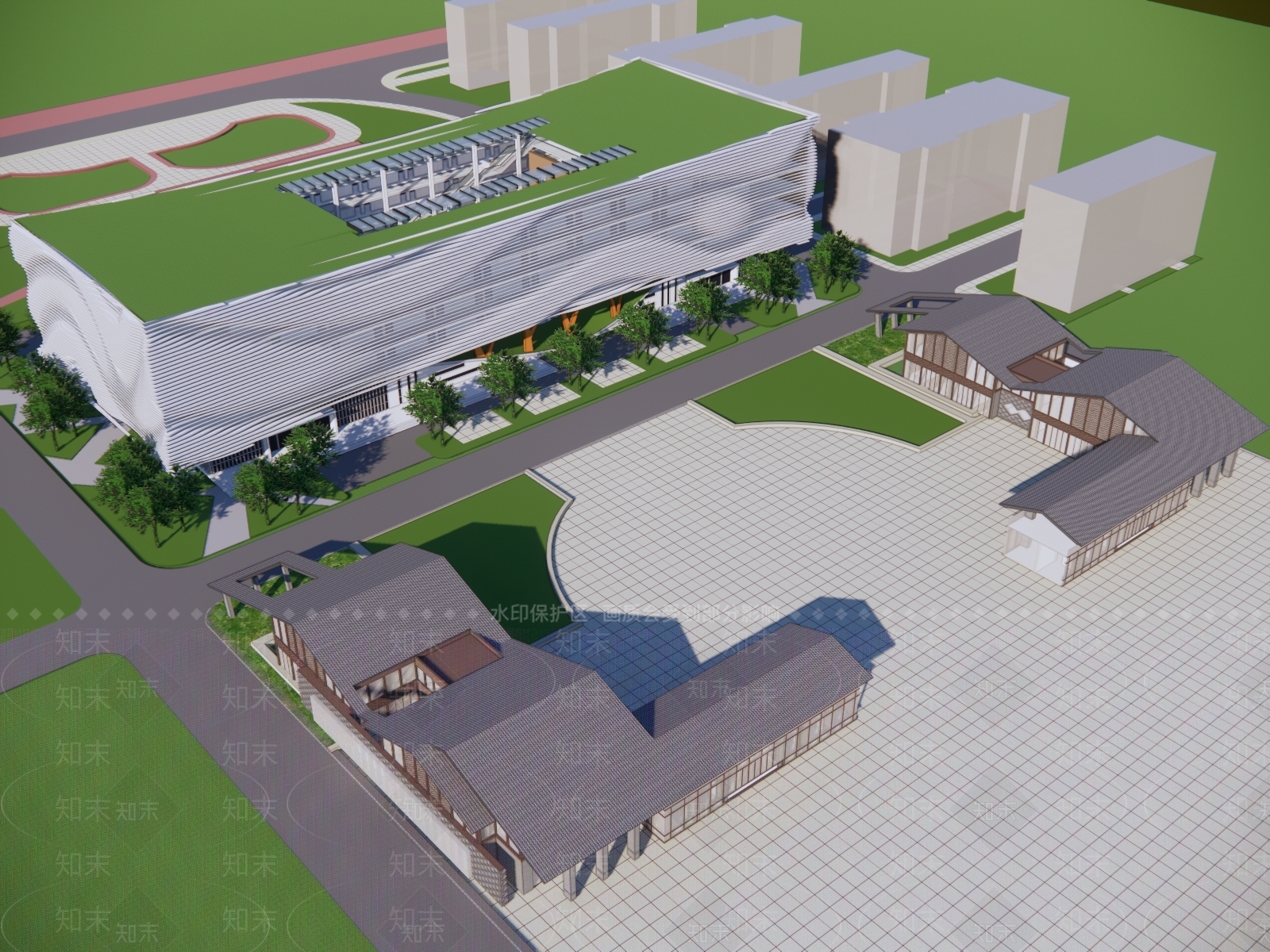 现代文教建筑展览馆建筑SU模型下载【ID:1129339856】