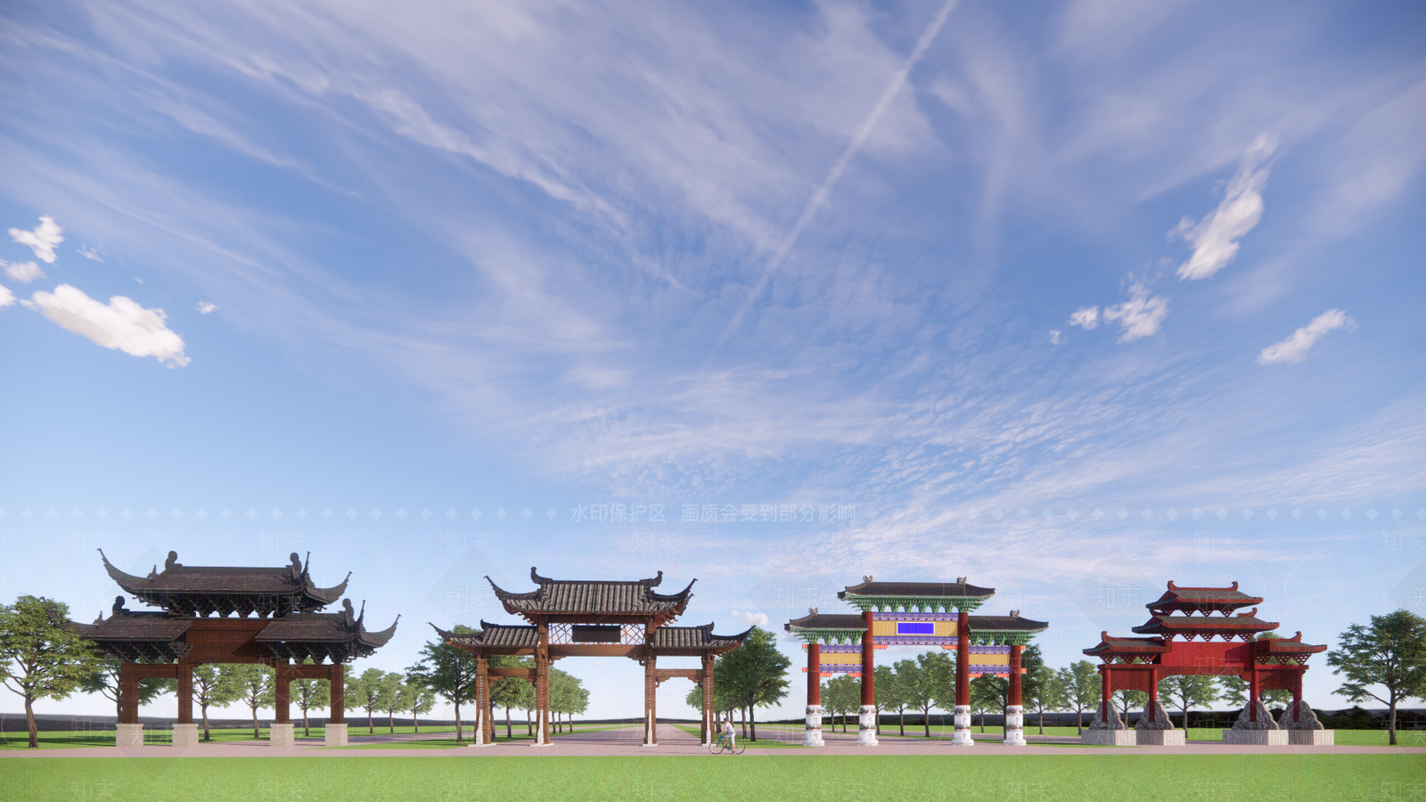 中式牌坊SU模型下载【ID:1129339913】