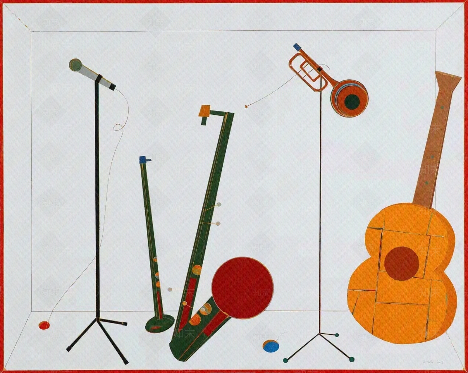 现代卡通乐器混合潮流挂画贴图下载【ID:1129994512】
