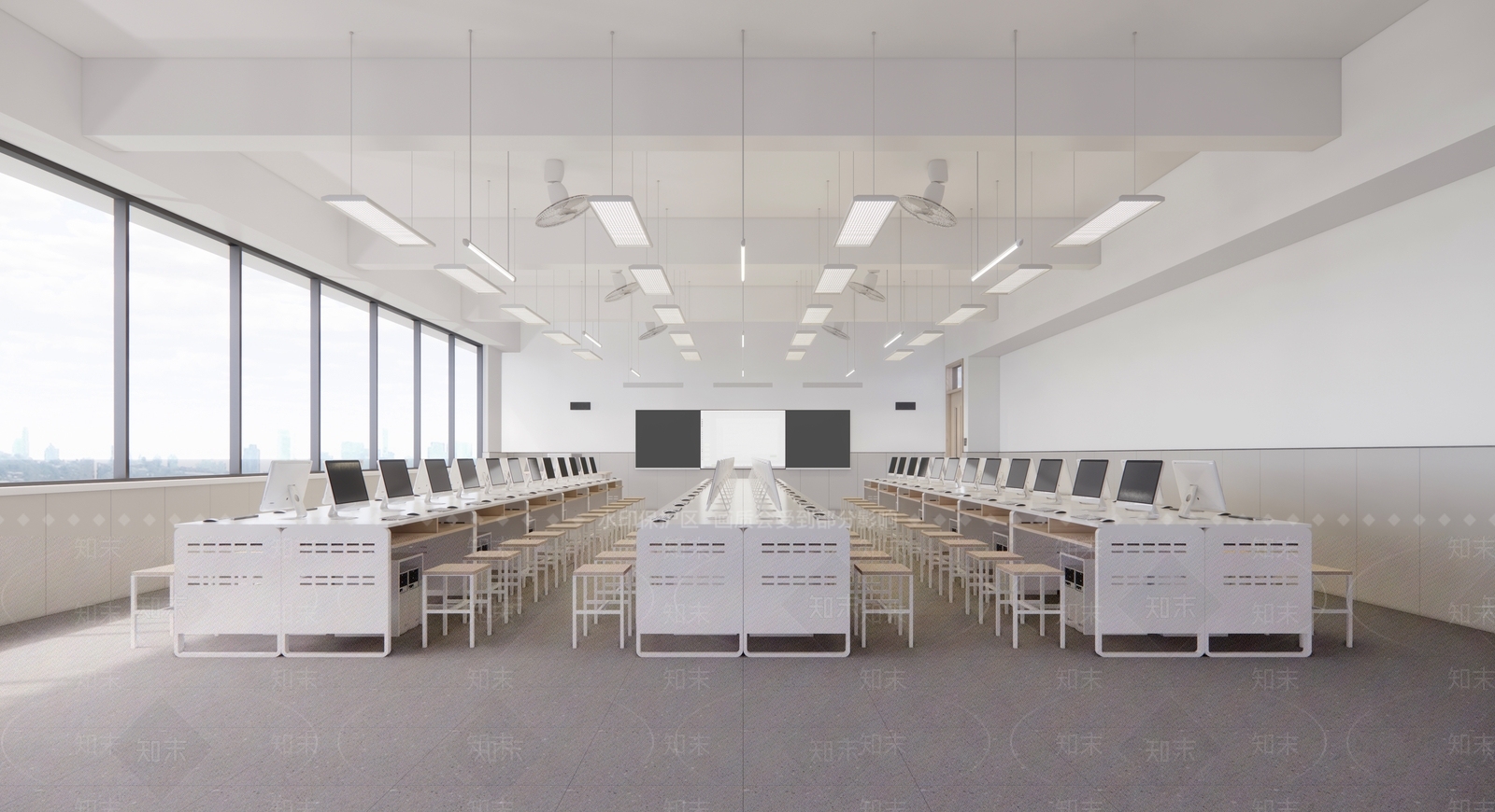 现代电脑教室SU模型下载【ID:1129343944】
