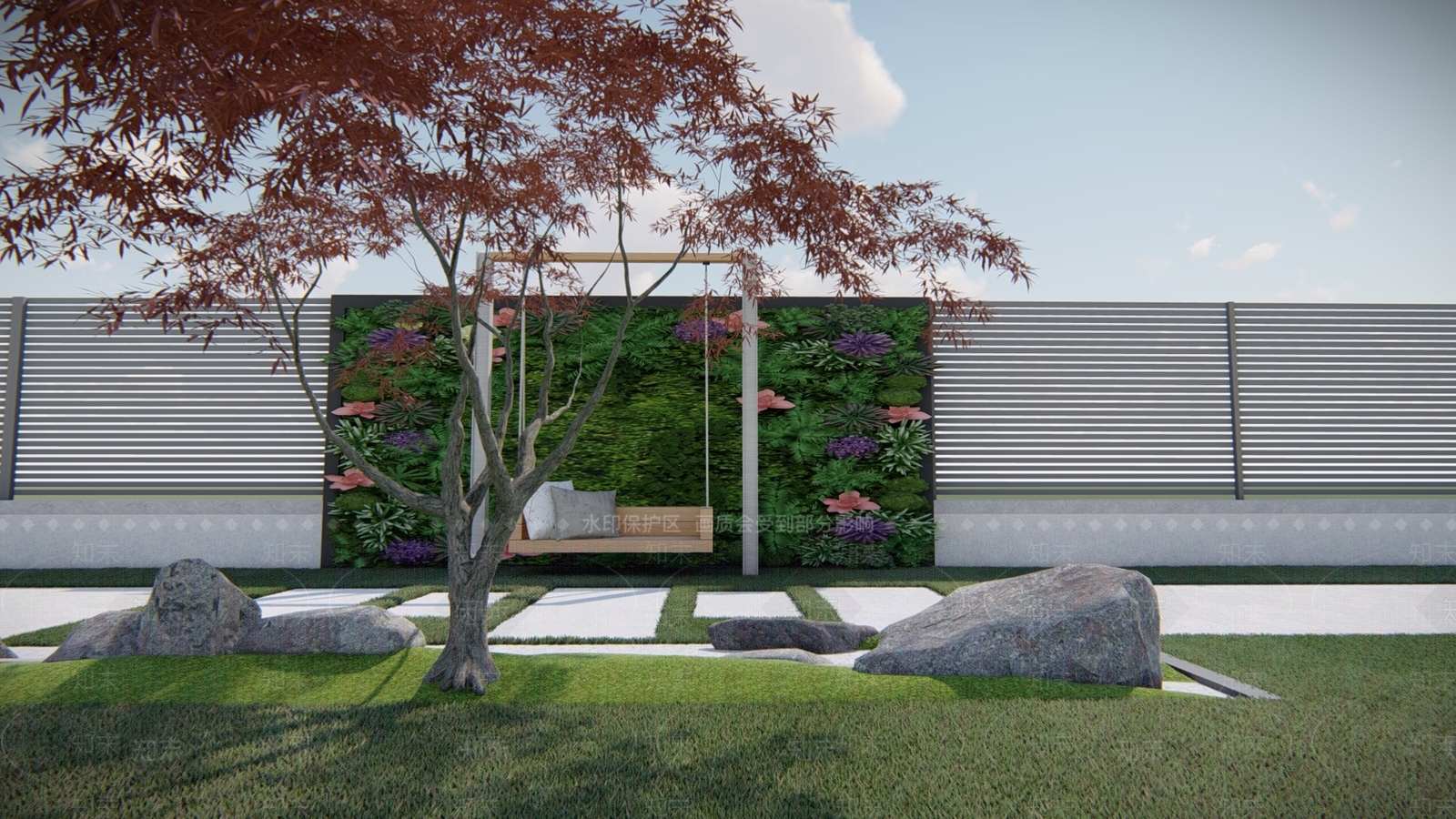 现代庭院小品SU模型下载【ID:1129470889】
