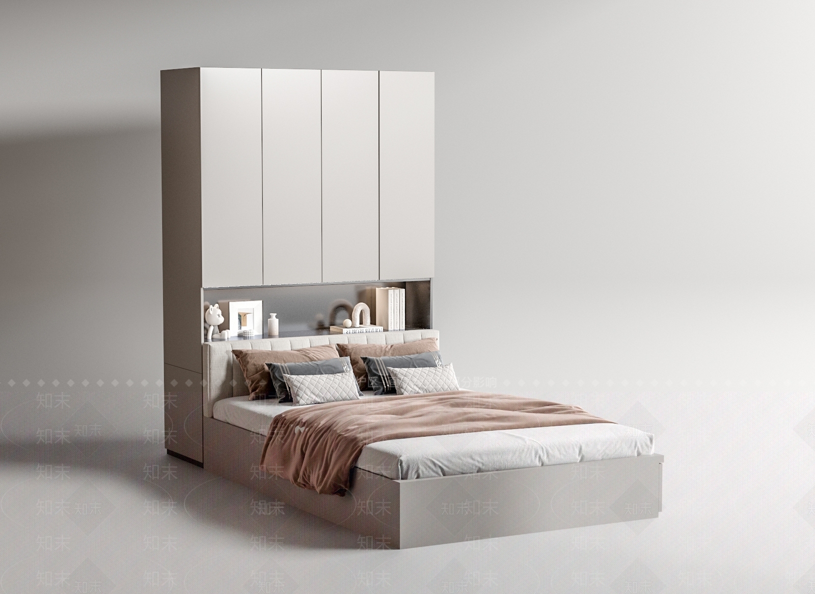 现代榻榻米双人床3D模型下载【ID:1129346055】