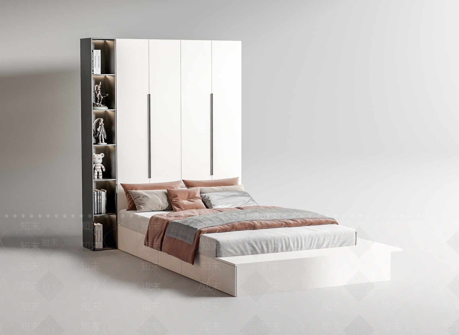 现代榻榻米双人床3D模型下载【ID:1129346194】