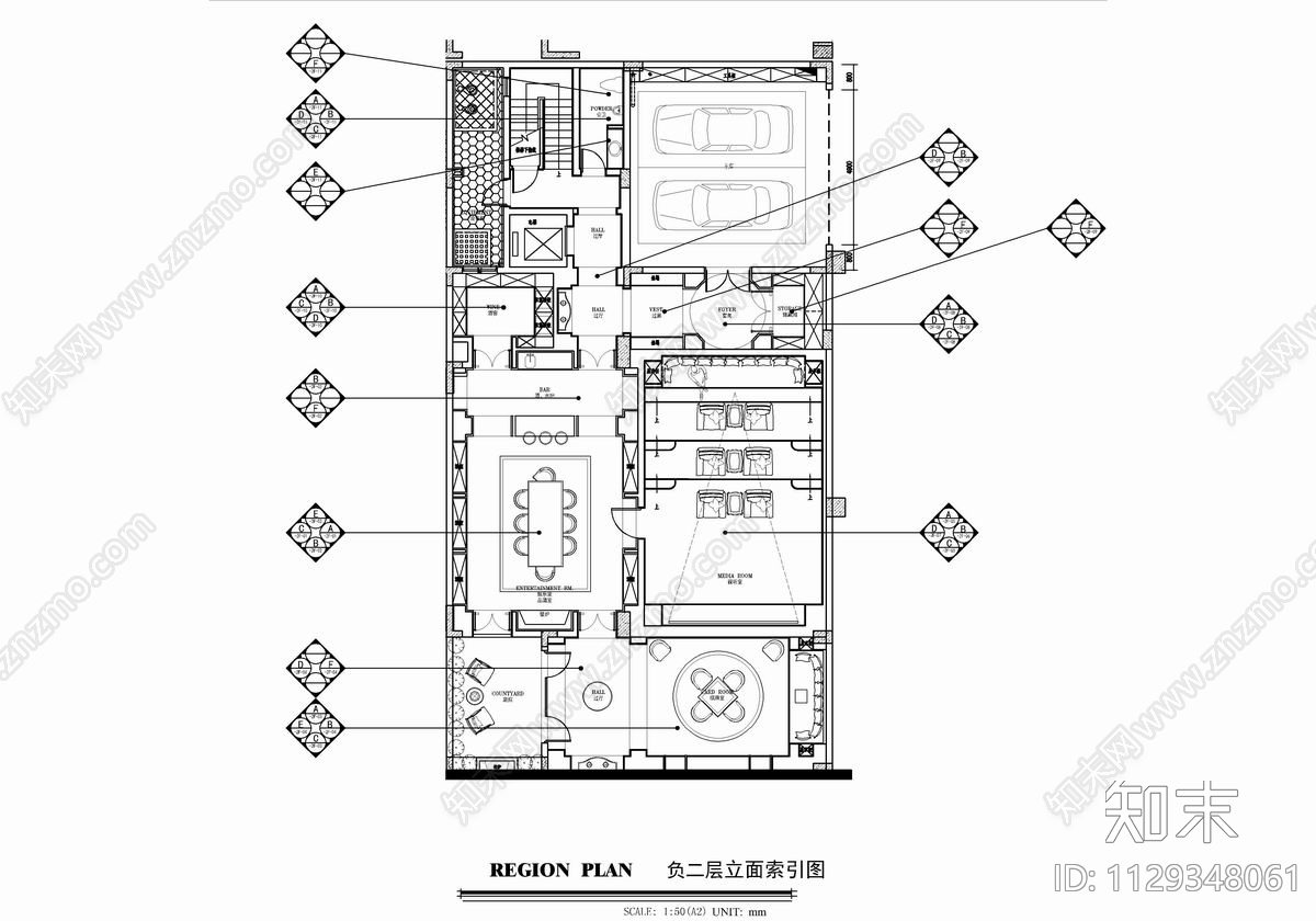 四层别墅样板间室内cad施工图下载【ID:1129348061】