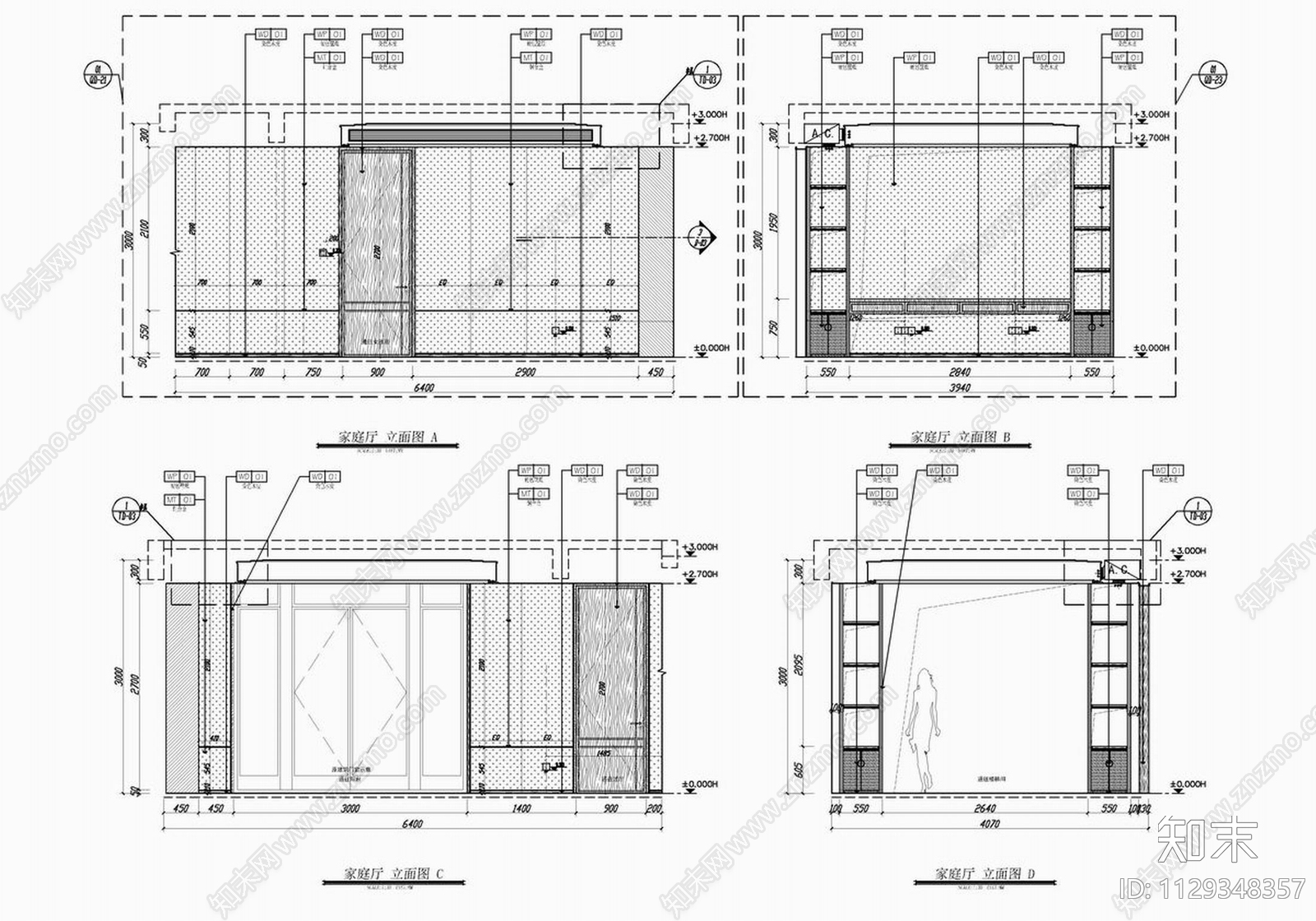 五层别墅室内平立面施工图下载【ID:1129348357】