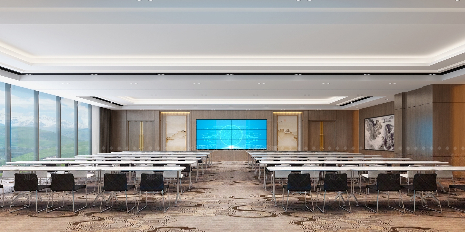 新中式酒店培训室3D模型下载【ID:1129364618】