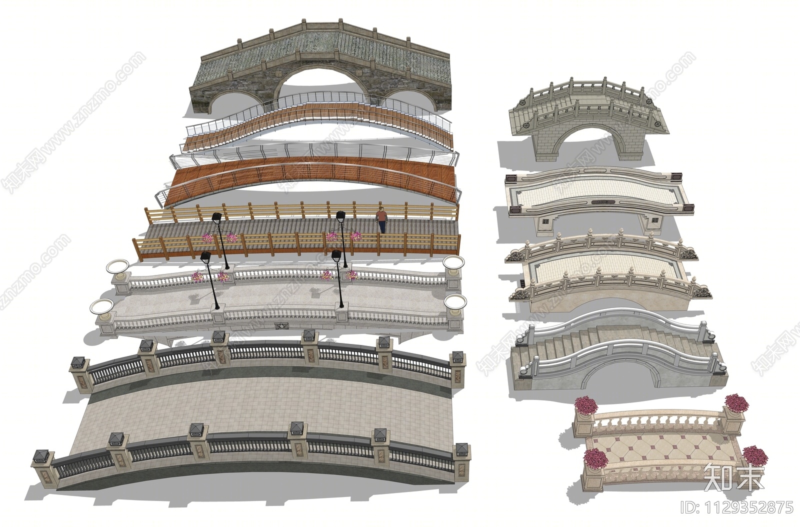 中式景观桥SU模型下载【ID:1129352875】
