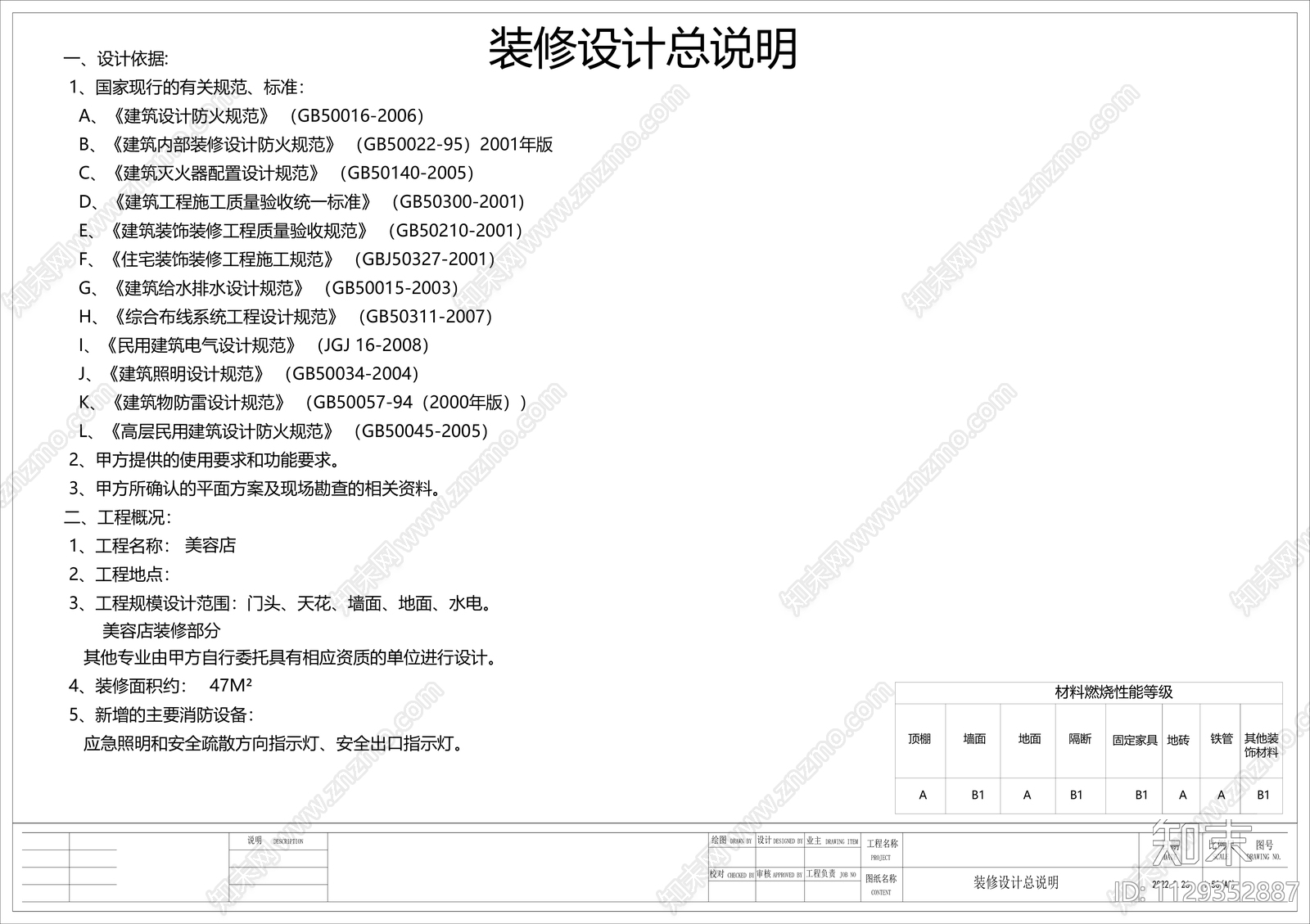 现代美容院施工图cad施工图下载【ID:1129352887】