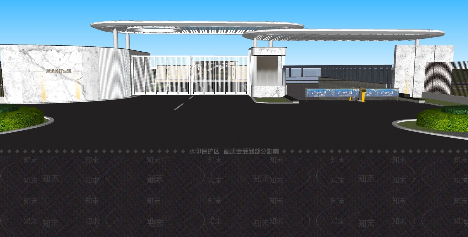 现代入口大门SU模型下载【ID:1129355459】