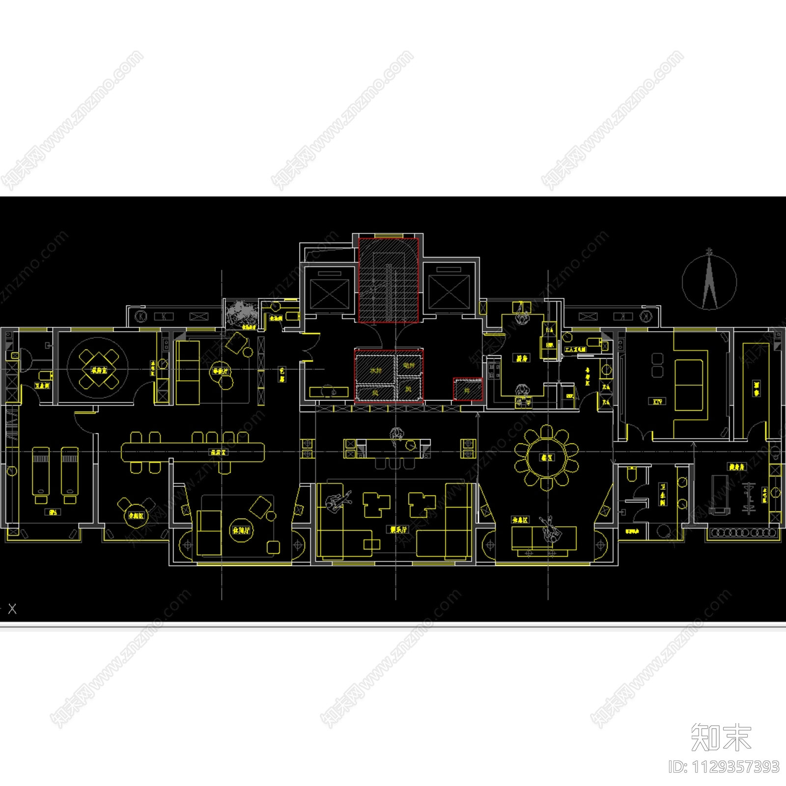 300平两套打通大平层彩平图cad施工图下载【ID:1129357393】