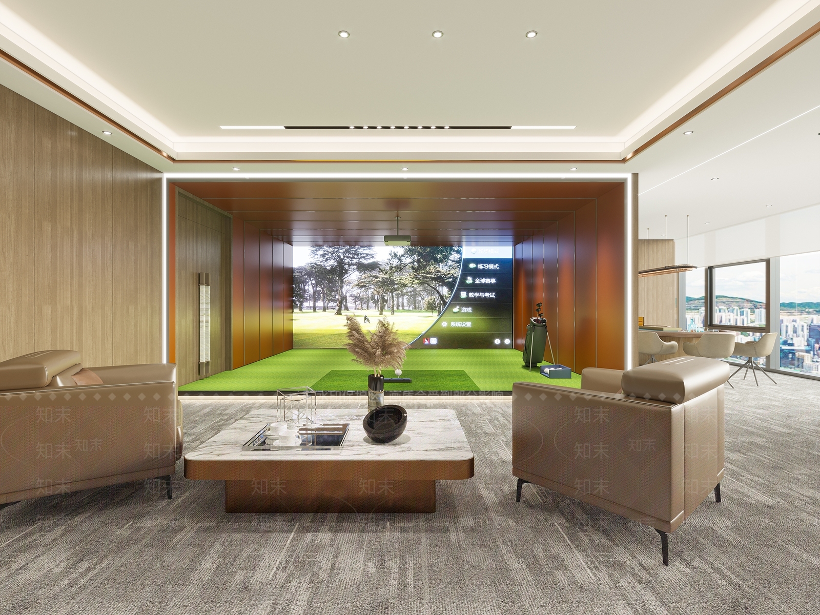 现代室内高尔夫3D模型下载【ID:1129359430】