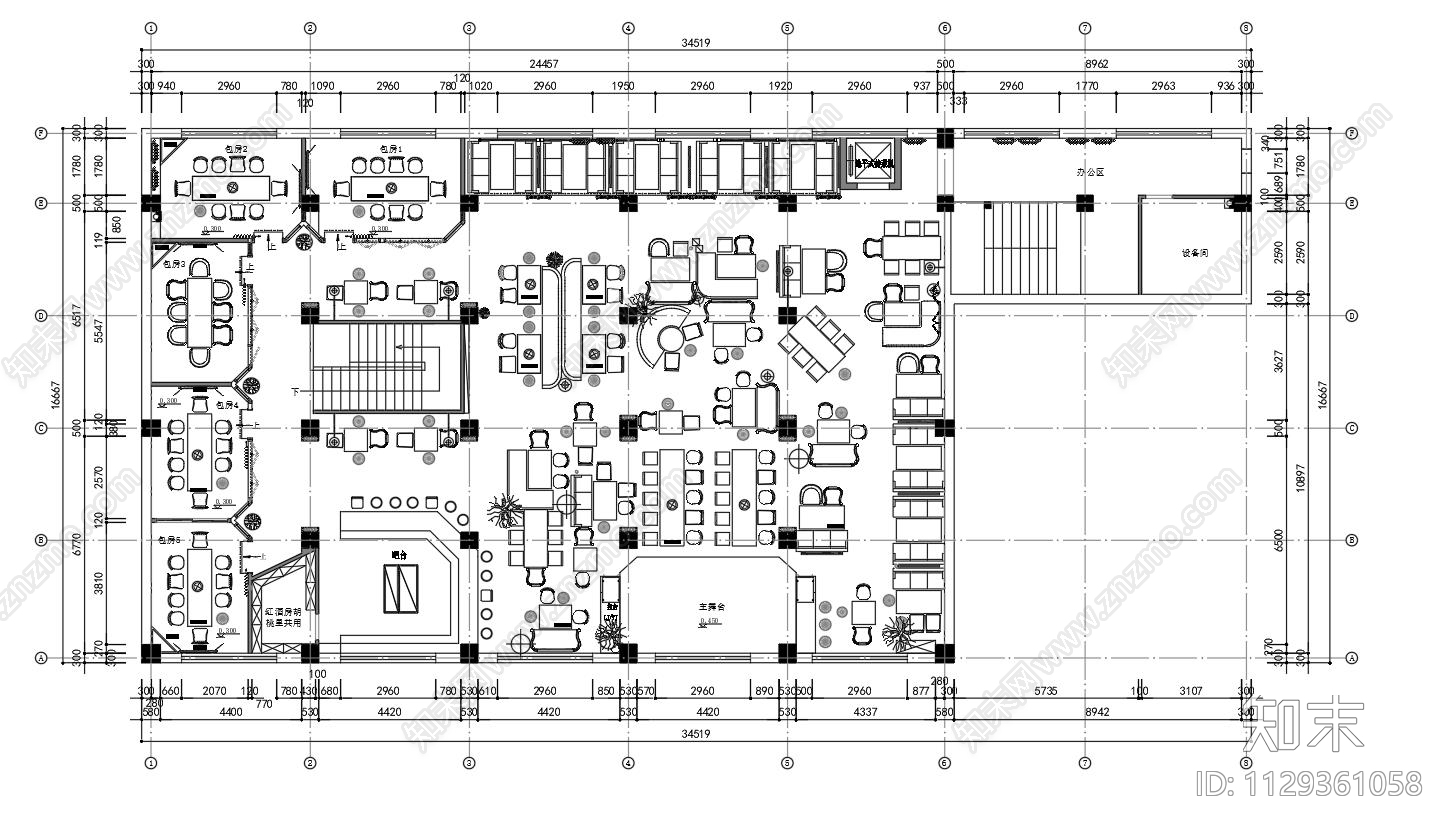 胡桃里工业风餐厅效果图cad施工图下载【ID:1129361058】