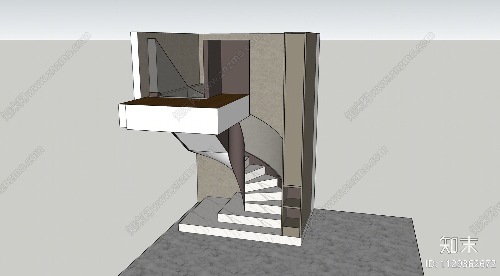 现代旋转楼梯间SU模型下载【ID:1129362672】