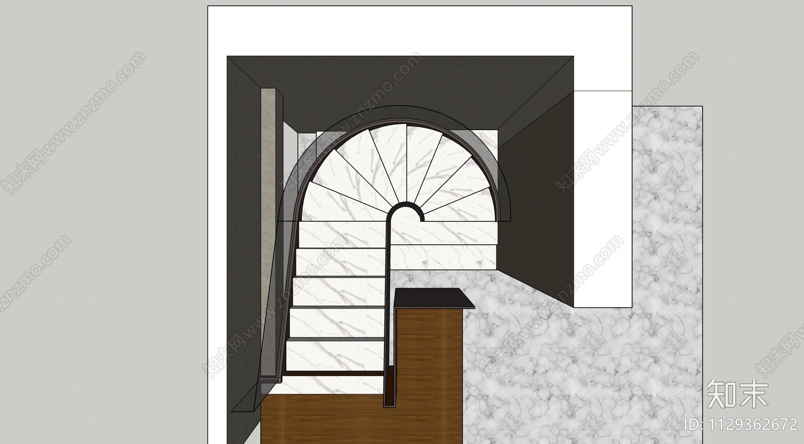 现代旋转楼梯间SU模型下载【ID:1129362672】