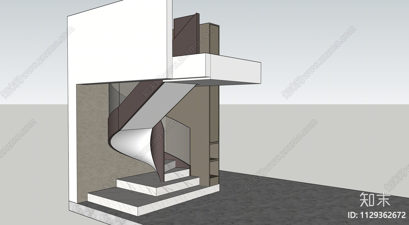 现代旋转楼梯间SU模型下载【ID:1129362672】