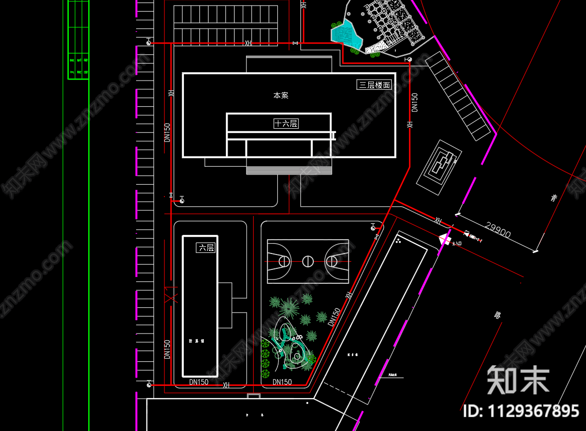 新华图书发行大厦室外消防管网cad施工图下载【ID:1129367895】