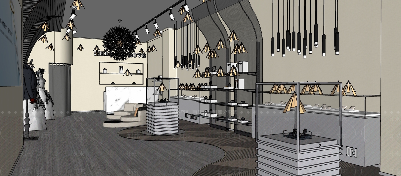现代珠宝店SU模型下载【ID:1129369421】