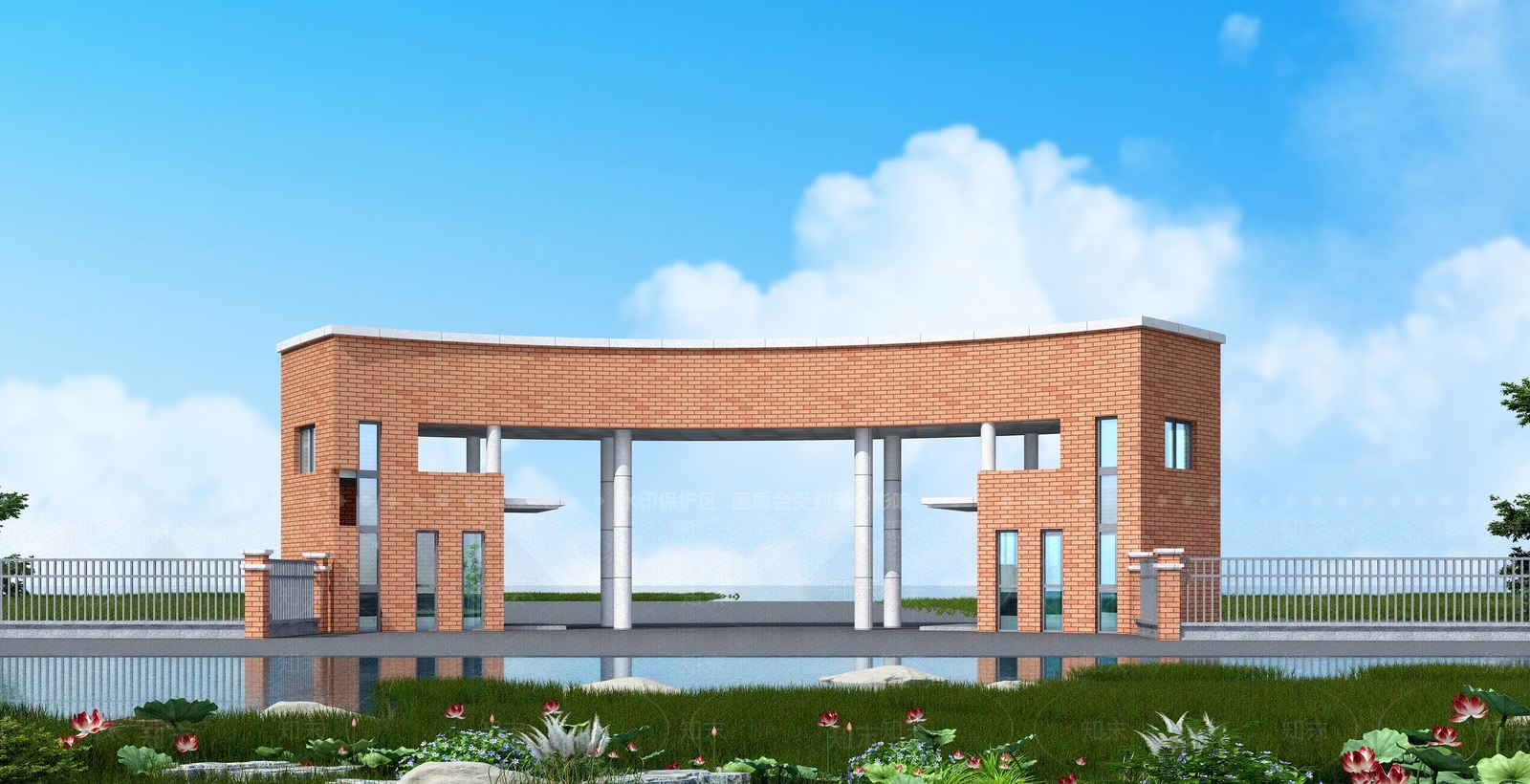 现代学校大门3D模型下载【ID:1129373622】