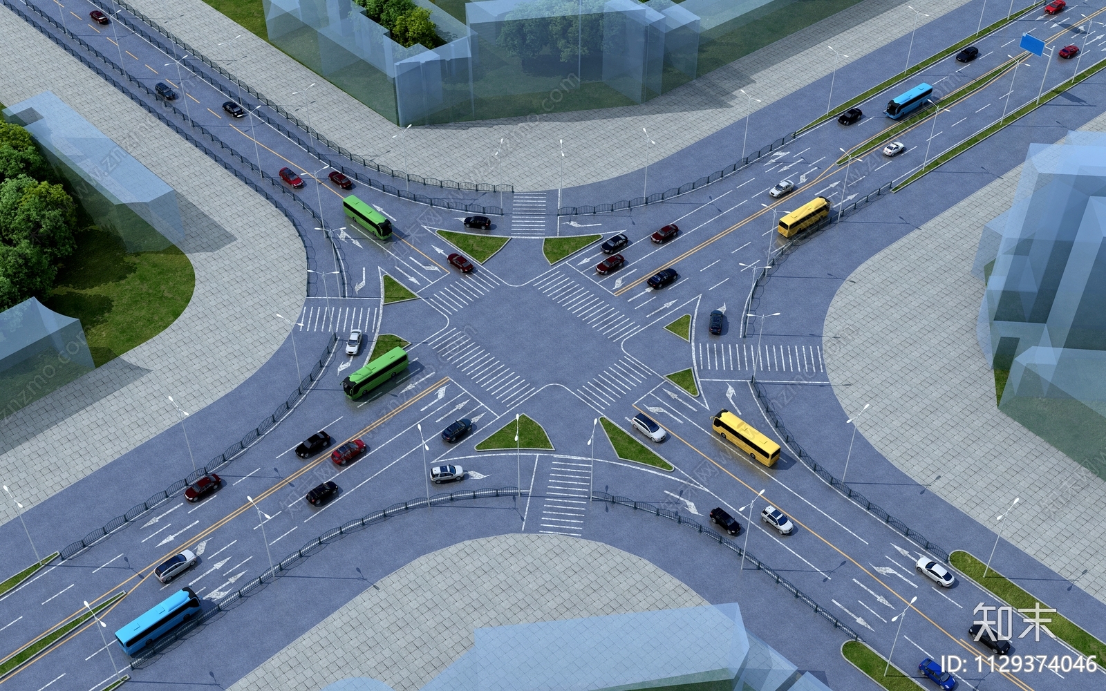 现代道路3D模型下载【ID:1129374046】