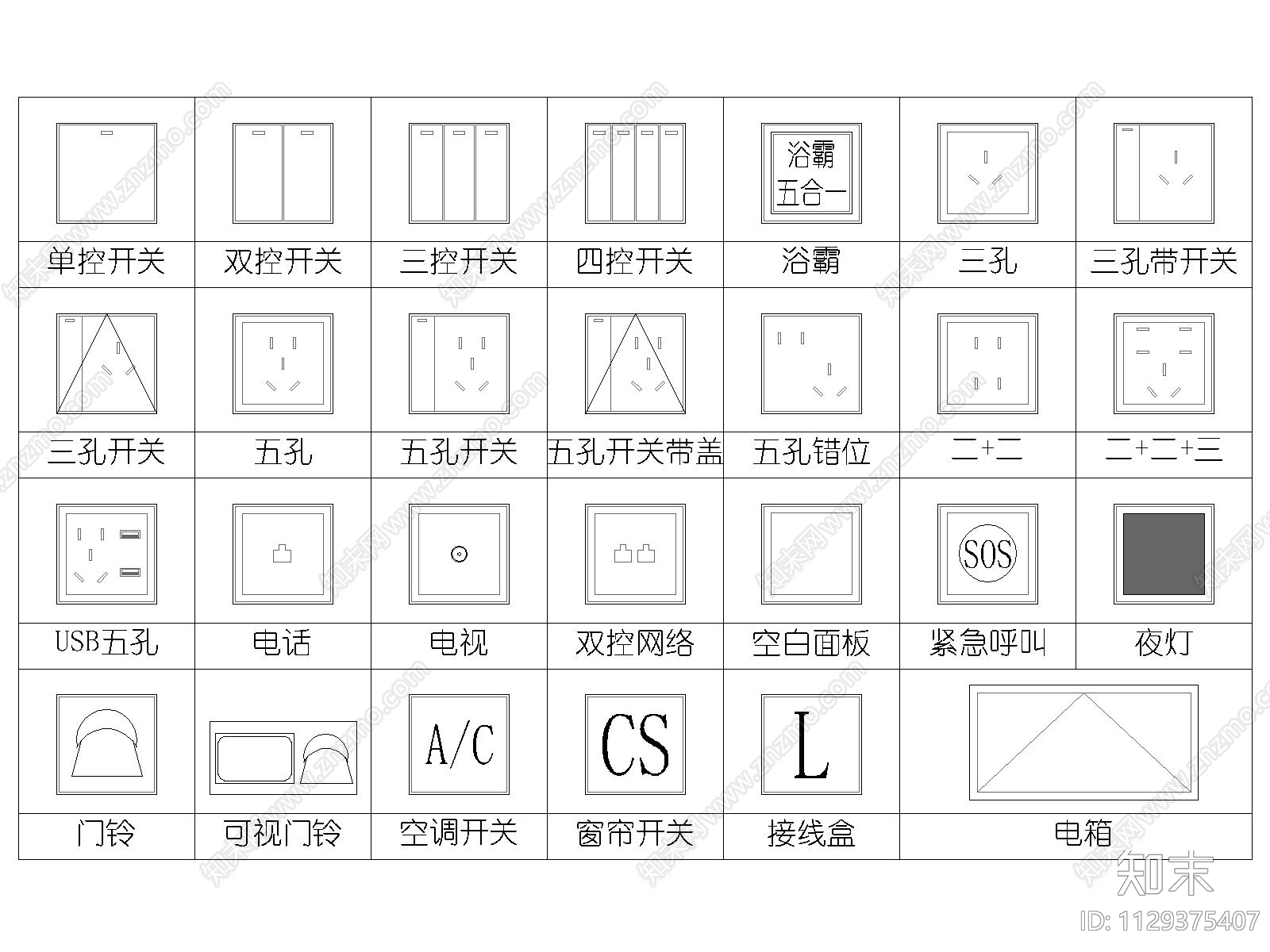 动态开关面板带遮罩图例施工图下载【ID:1129375407】