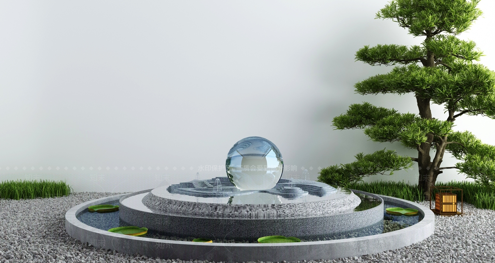 现代喷泉景观3D模型下载【ID:1129375710】