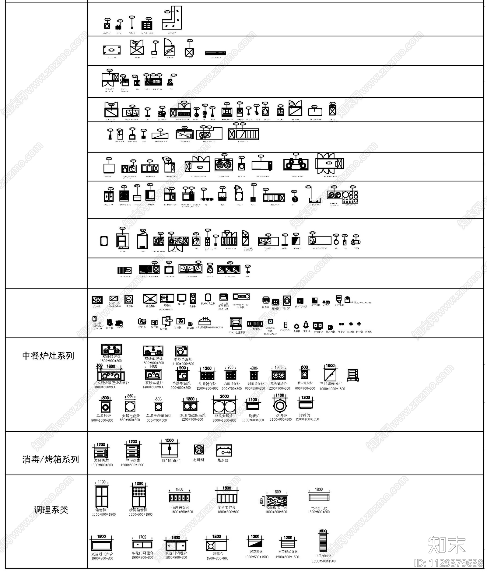 后厨酒店餐饮设备电器cad施工图下载【ID:1129379638】
