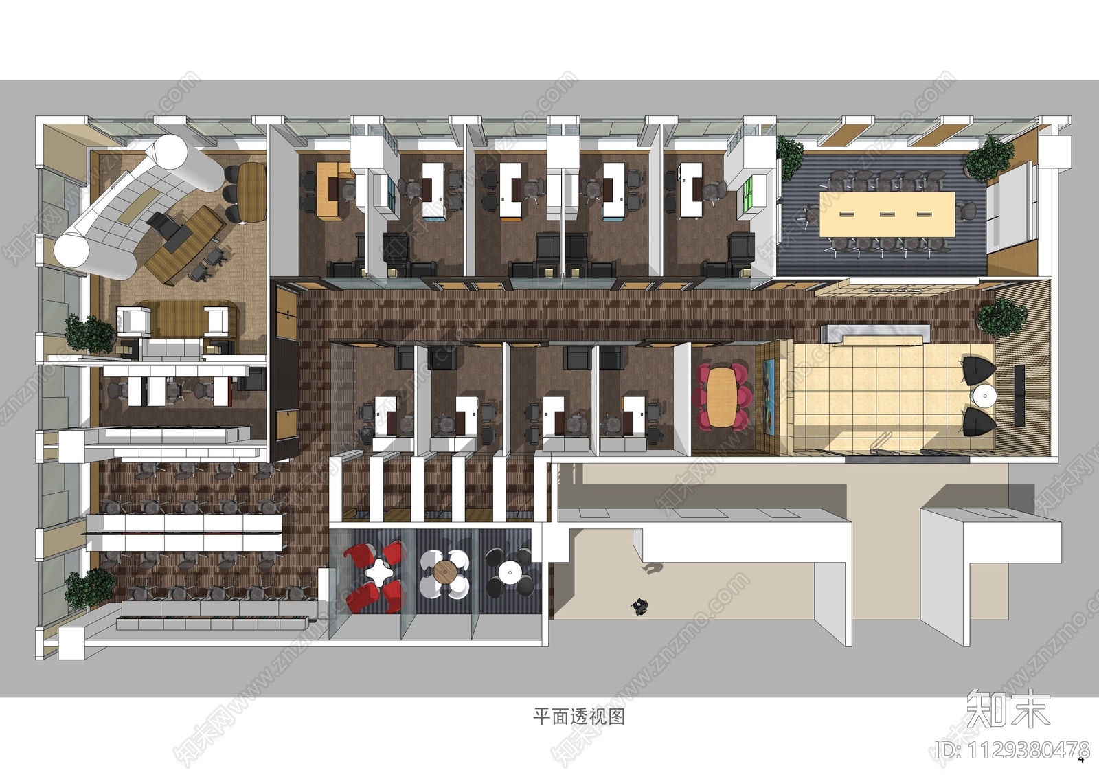 现代办公su模型施工造价cad施工图下载【ID:1129380478】