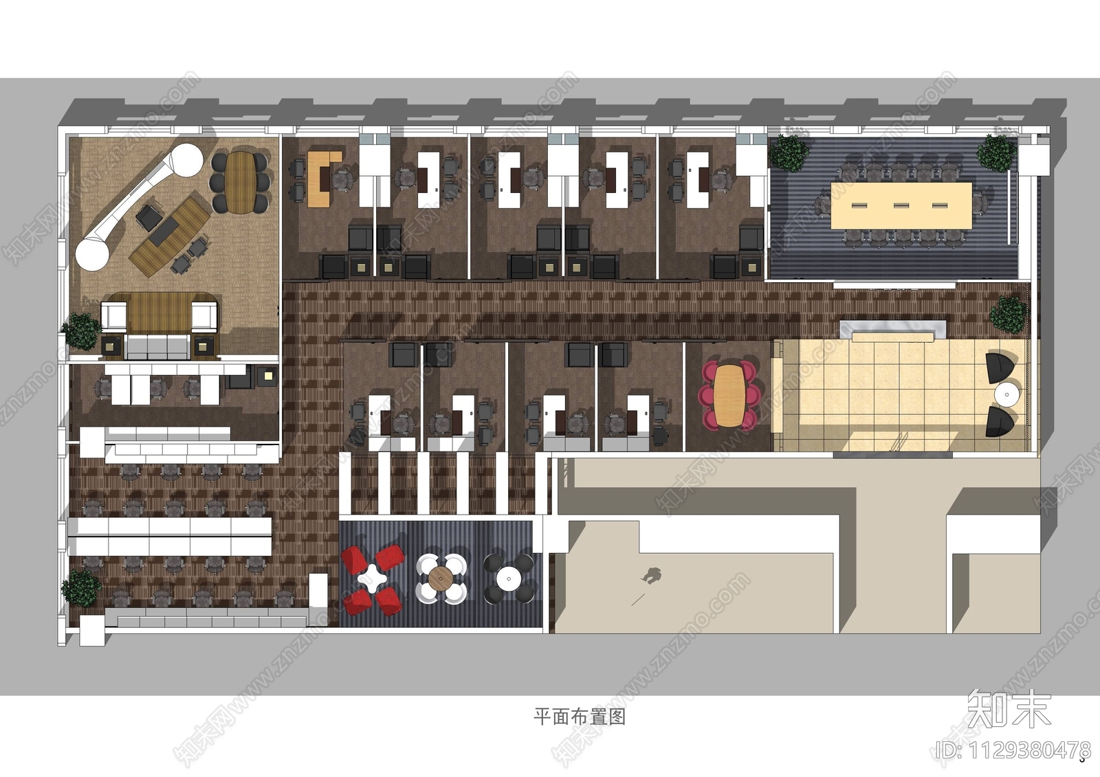 现代办公su模型施工造价cad施工图下载【ID:1129380478】