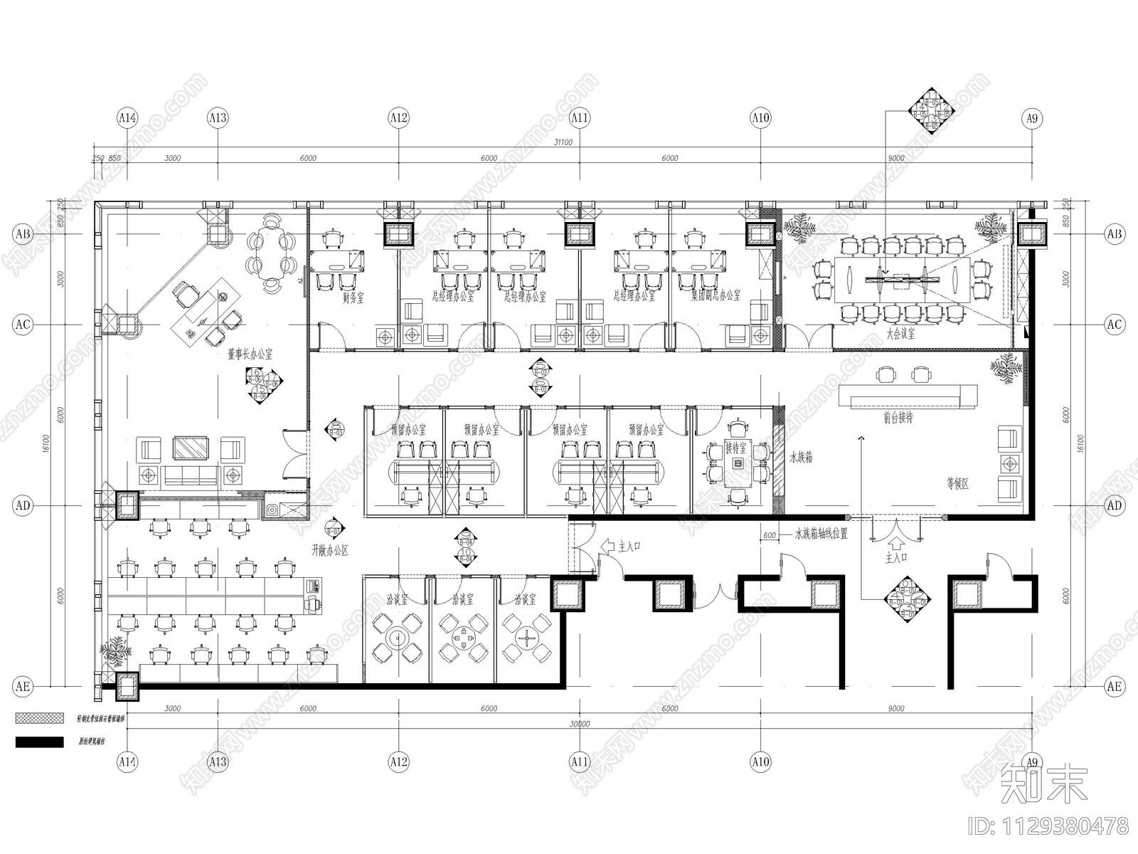 现代办公su模型施工造价cad施工图下载【ID:1129380478】