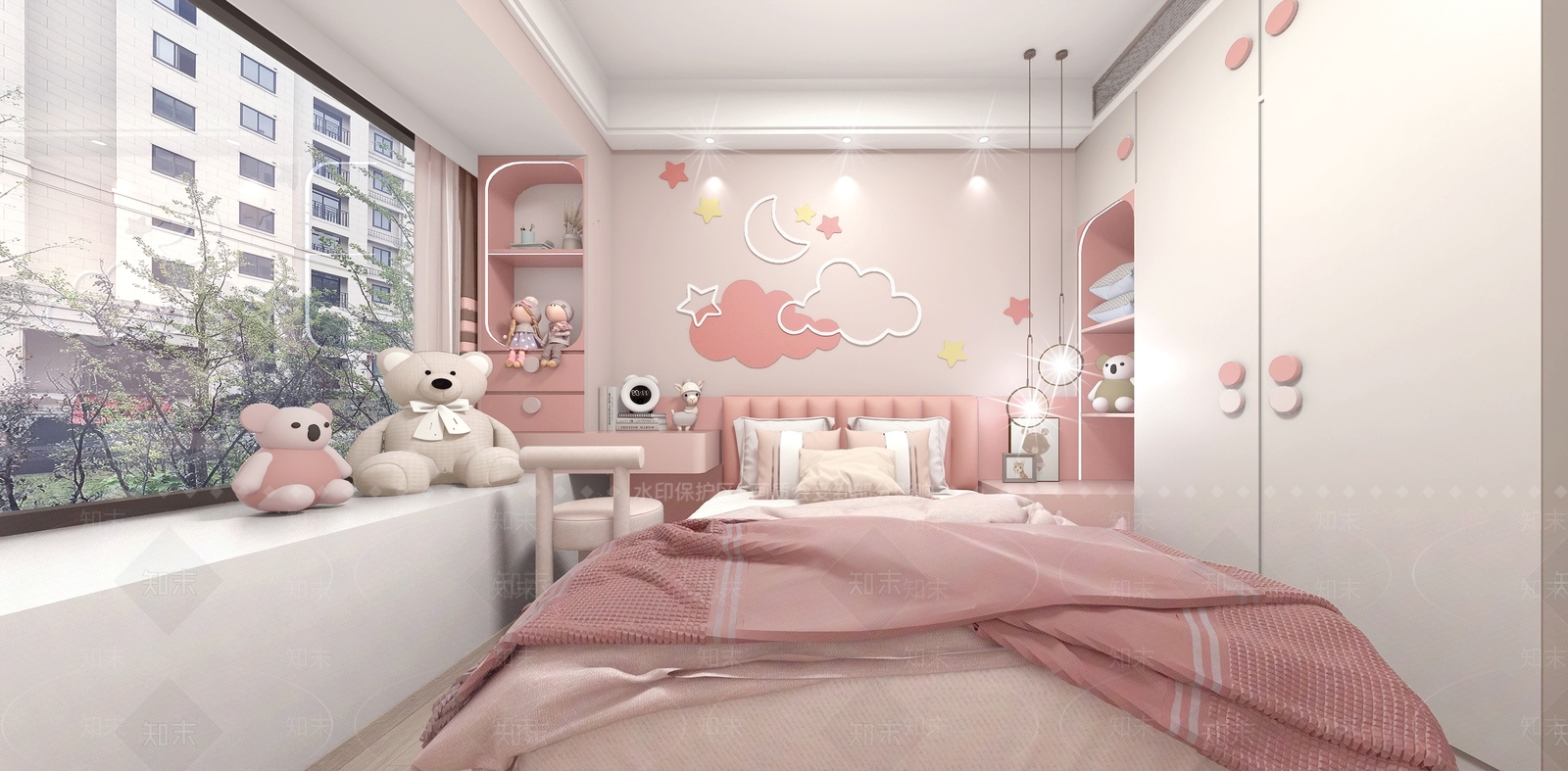 现代女孩儿童房SU模型下载【ID:1129388831】