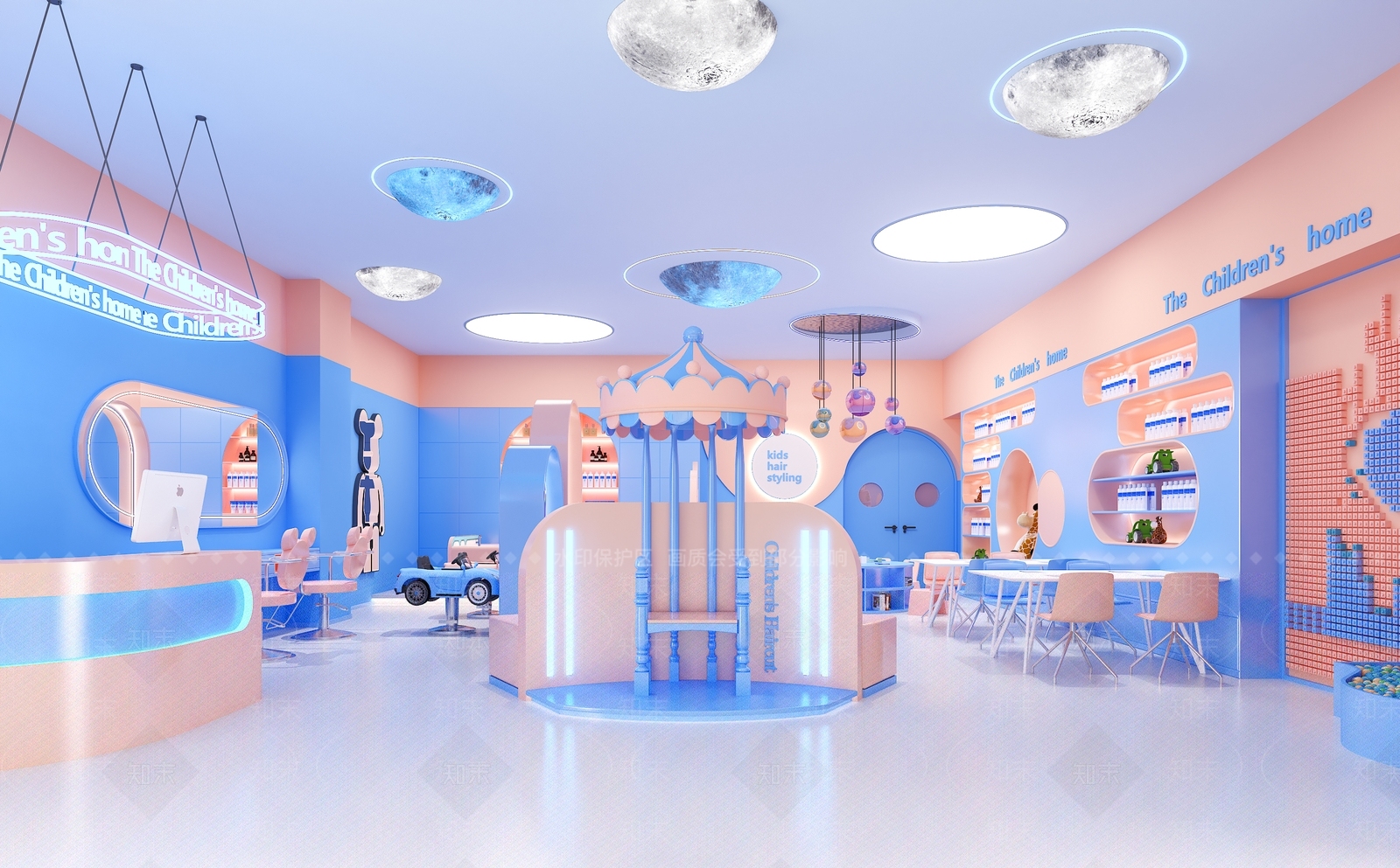 现代儿童理发店3D模型下载【ID:1129389561】